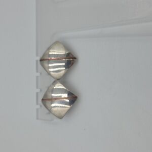 Vtg Signed Sterling DH/Ss Modernist Plain Silver Concave Rectangle Stud Earrings